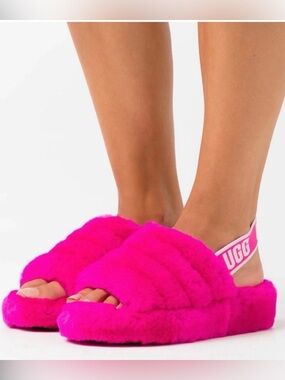 NEW UGG AUS Fluff Yeah Slide Sandal Slipper Sheepskin Fur Cozy Casual Chunky